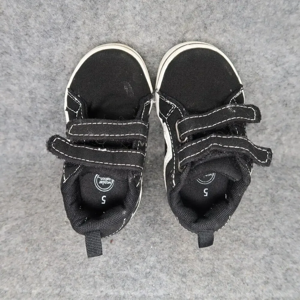 Wonder Nation Shoes Kid 5 Sneaker Active Casual Double Strap Black White Toddler